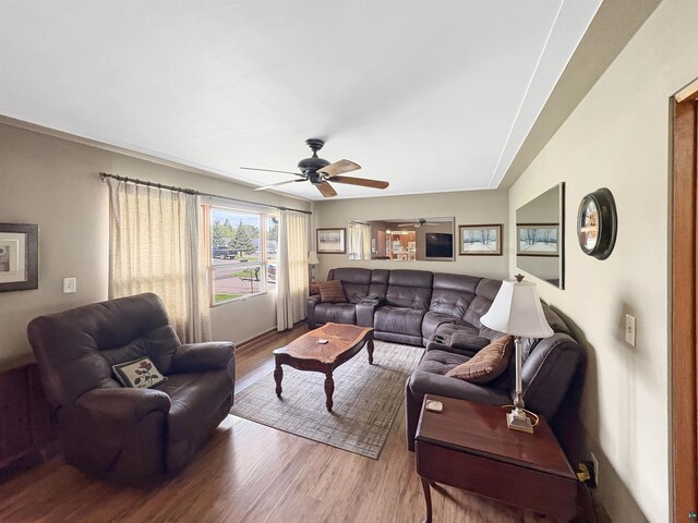 602 26th St, Cloquet, MN 55720 - living room featuring wood finished floors and a ceiling fan