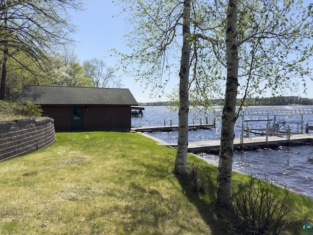 1880 S Everett Rd, Tower, MN 55790 - dock area with a water view and a lawn