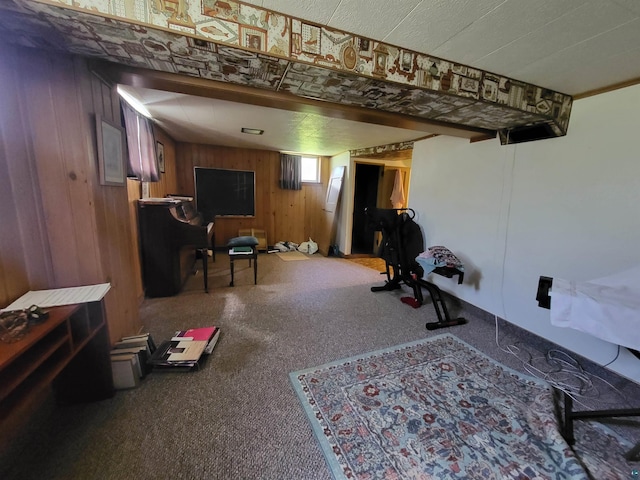 111 E Nebraska Ave, Gilbert, MN 55741 - carpeted living room with wood walls