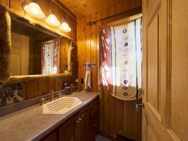 2928 Waters Is, Ely, MN 55731 - bathroom with vanity, wooden walls, and wood ceiling