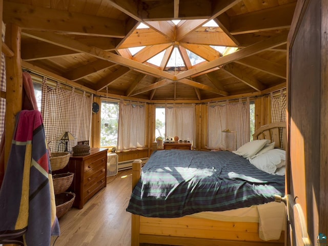 2928 Waters Is, Ely, MN 55731 - bedroom with baseboard heating, wood finished floors, and wood ceiling