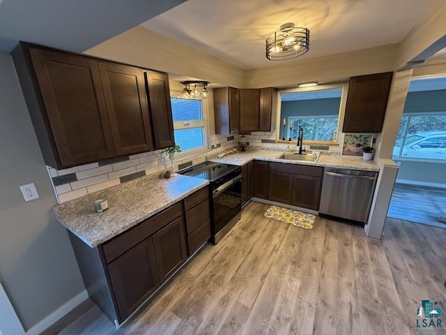 710 N Boundary Ave, Duluth, MN 55810 - kitchen featuring black range with electric stovetop, dishwasher, a sink, and backsplash