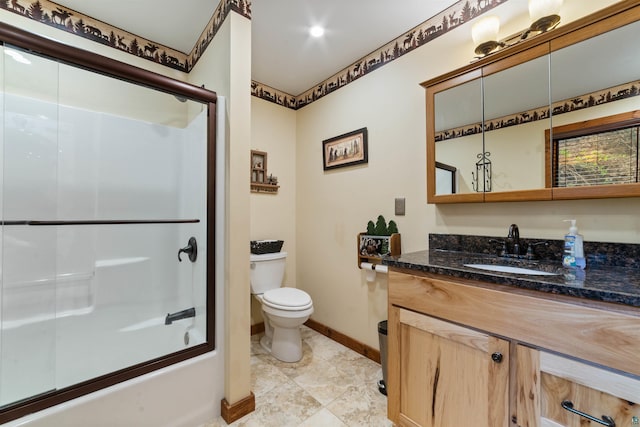 8845 Pequaywan Lake Rd, Duluth, MN 55803 - full bath with vanity, baseboards, toilet, and combined bath / shower with glass door