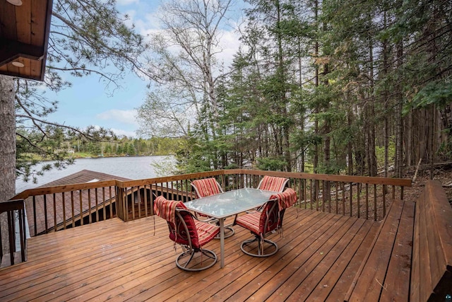 8845 Pequaywan Lake Rd, Duluth, MN 55803 - deck with a water view and outdoor dining area