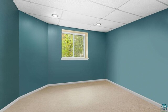 5152 Martin Rd, Duluth, MN 55811 - carpeted empty room with baseboards, a paneled ceiling, and recessed lighting