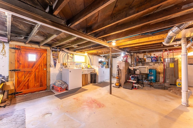 13359 Villa Rd, Ely, MN 55731 - below grade area with washer and clothes dryer, electric water heater, and a water pressure tank