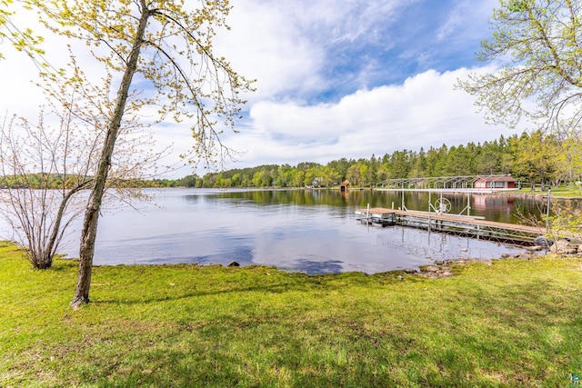 13359 Villa Rd, Ely, MN 55731 - water view featuring a floating dock and a forest