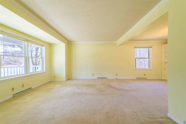 335 E Willow St, Duluth, MN 55811 - carpeted spare room with ornamental molding, a textured ceiling, and baseboards
