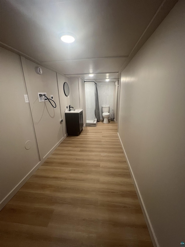10 Canosia Rd, Esko, MN 55733 - corridor with baseboards, light wood-type flooring, and a sink