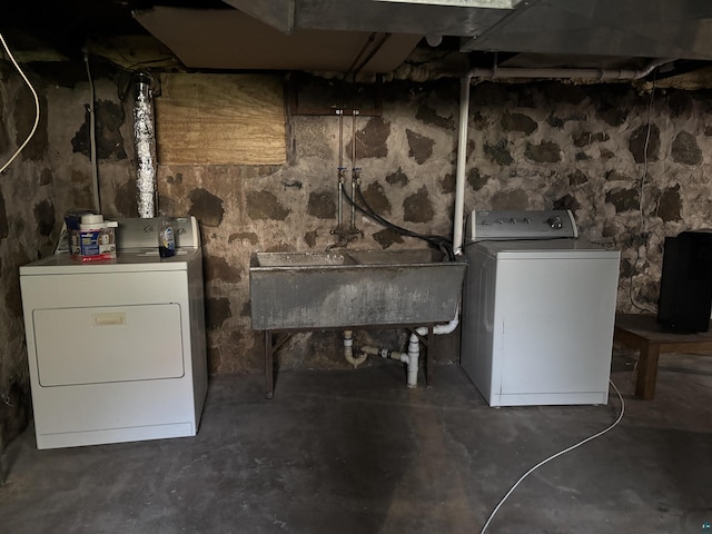 408 Midway Ave, Proctor, MN 55810 - unfinished basement featuring separate washer and dryer and a sink