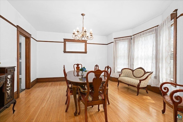 26 N 59th Ave W, Duluth, MN 55807 - dining room with light wood-style flooring, a chandelier, and baseboards