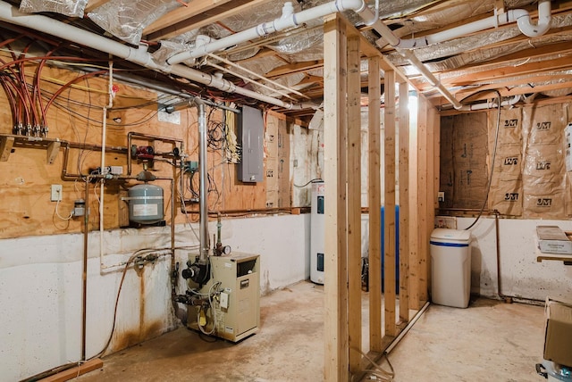 4527 Vermilion Trl, Gilbert, MN 55741 - unfinished basement featuring electric panel and a heating unit