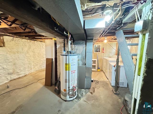 1917 Greysolon Rd, Duluth, MN 55812 - unfinished below grade area with gas water heater, washer and clothes dryer, and heating unit