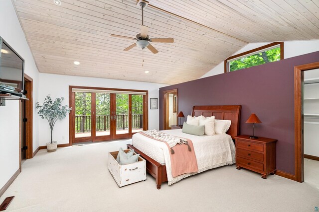 596 W Wabasha St, Duluth, MN 55803 - bedroom with access to outside, vaulted ceiling, carpet floors, multiple windows, and wooden ceiling