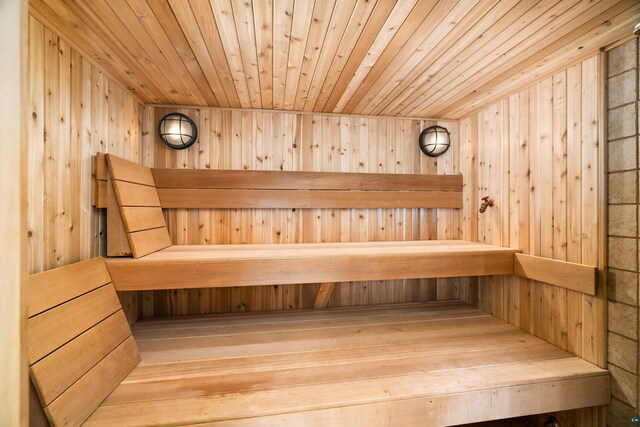 596 W Wabasha St, Duluth, MN 55803 - relaxing sauna / steam room with wood ceiling and wooden walls