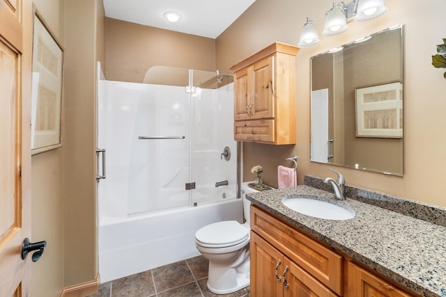 5036 Silver Leaf St, Hermantown, MN 55811 - full bath featuring vanity, toilet, shower / bath combination, and stone finish floors