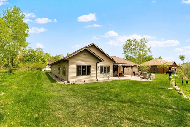 5036 Silver Leaf St, Hermantown, MN 55811 - back of property with a patio area and a lawn