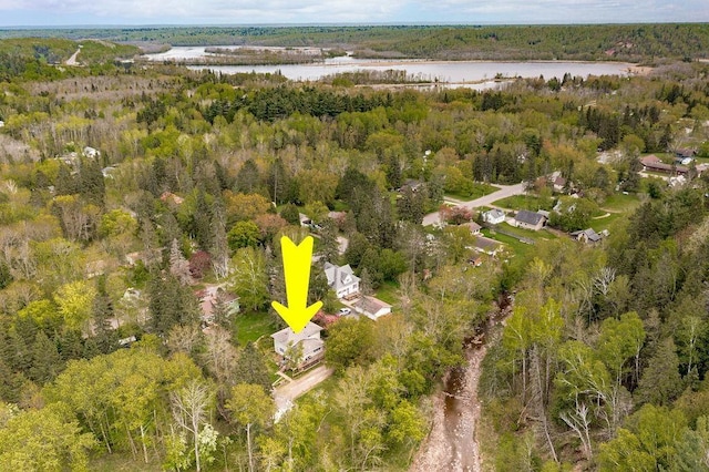 13107 W 9th St, Duluth, MN 55808 - aerial overview of property's location with a large body of water and a forest