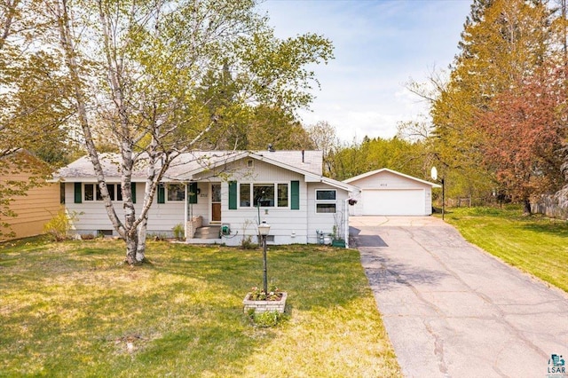 2715 Triggs Ave, Duluth, MN 55811 - single story home featuring a detached garage, an outbuilding, and a front lawn