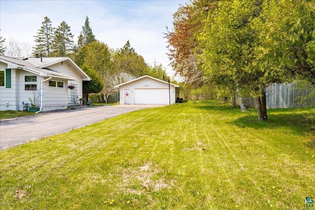 2715 Triggs Ave, Duluth, MN 55811 - view of yard featuring an outdoor structure and a garage