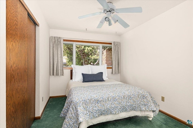 2715 Triggs Ave, Duluth, MN 55811 - bedroom featuring carpet floors, baseboards, and a ceiling fan