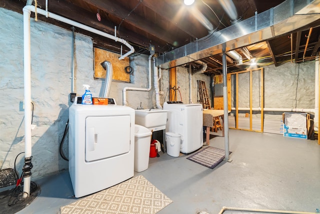 601 N 22nd Ave W, Duluth, MN 55806 - unfinished below grade area featuring washer and dryer and a sink