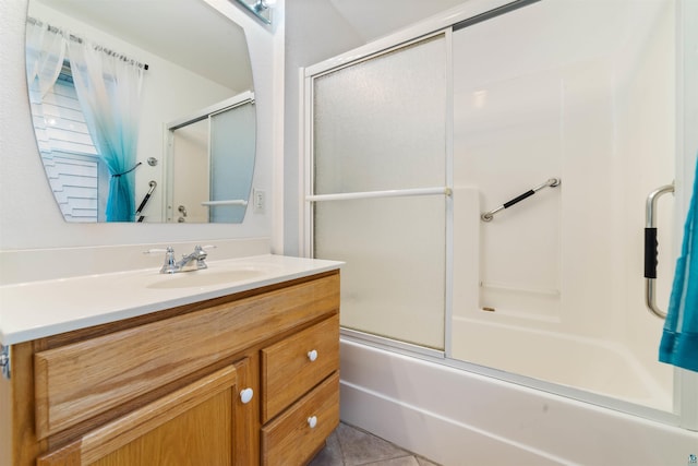 601 N 22nd Ave W, Duluth, MN 55806 - full bathroom featuring vanity, enclosed tub / shower combo, and tile patterned floors