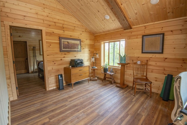 72 Sled Dog Trl, Hovland, MN 55604 - sitting room with wood finished floors, wooden ceiling, and wooden walls