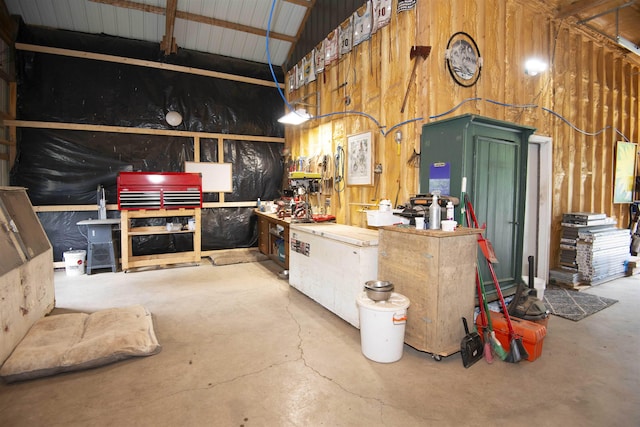 72 Sled Dog Trl, Hovland, MN 55604 - garage with a workshop area and wooden walls
