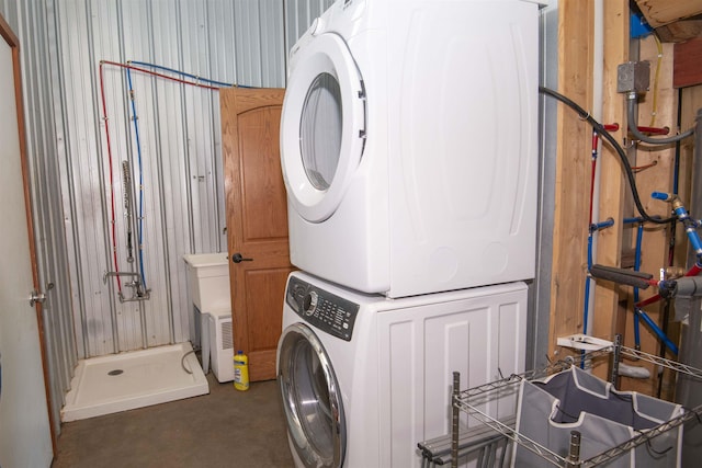 72 Sled Dog Trl, Hovland, MN 55604 - laundry area with stacked washing machine and dryer