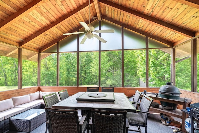4409 Cedarway Rd, Duluth, MN 55810 - sunroom with a ceiling fan, an outdoor hangout area, and outdoor dining area