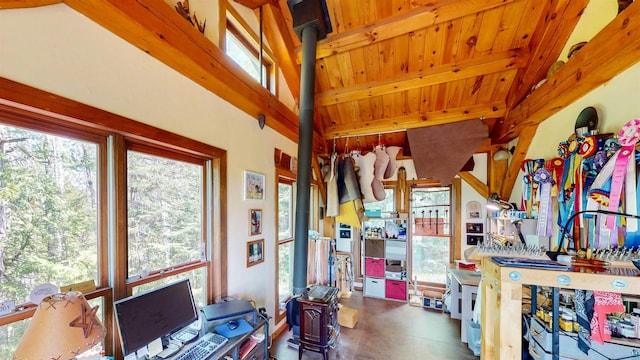 815 Otter Lake Rd, Hovland, MN 55606 - home office with wooden ceiling