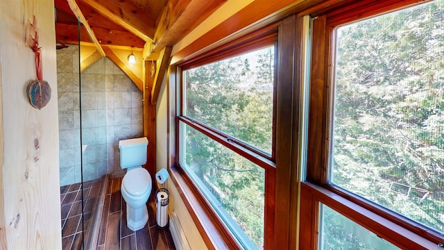 815 Otter Lake Rd, Hovland, MN 55606 - bathroom with toilet and tile walls