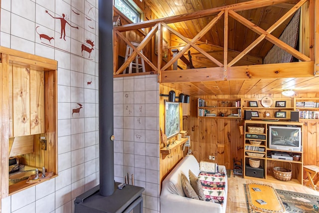 3666 Mackie Rd, Ely, MN 55731 - living room with wooden walls and wooden ceiling