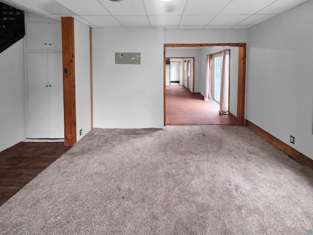 3756 Main St, Barnum, MN 55707 - empty room with a paneled ceiling and dark carpet