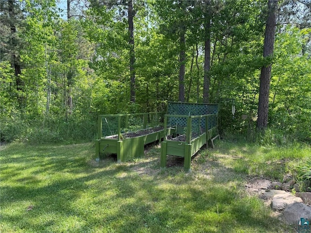 58950 State Highway 23, Sandstone, MN 55072 - view of grassy yard with a vegetable garden and a wooded view