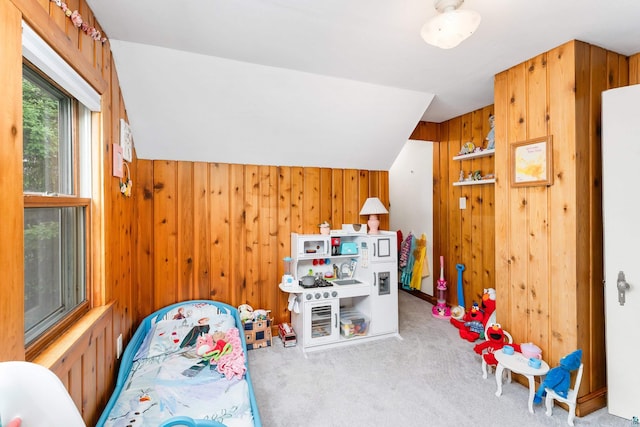 2006 Gearhart St, Duluth, MN 55811 - playroom featuring wooden walls and carpet flooring