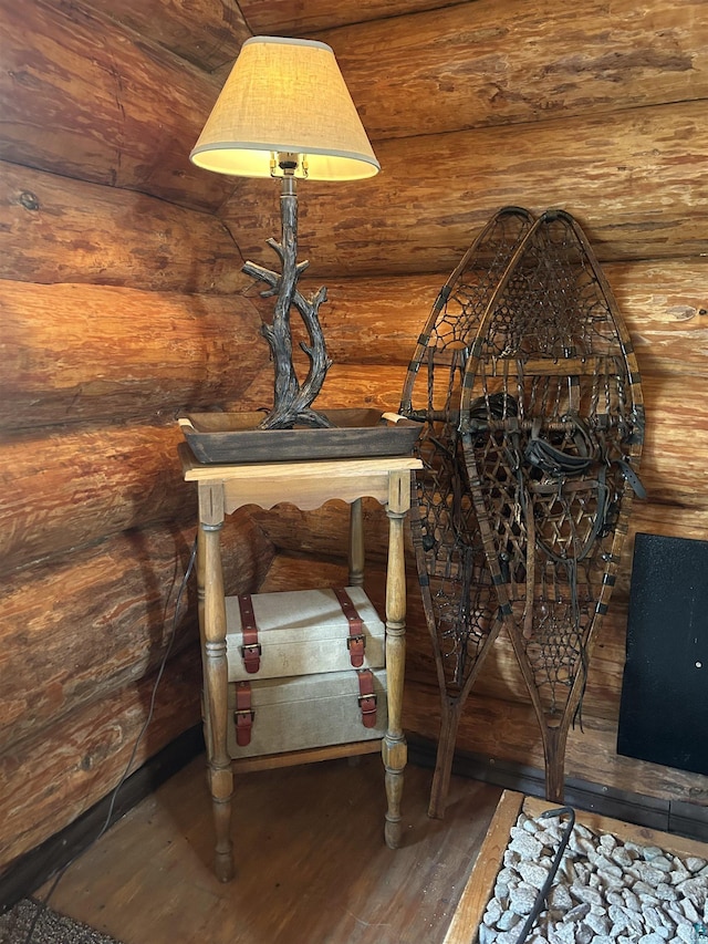13321 Lodge Rd, Ely, MN 55731 - detailed view of wood finished floors and log walls