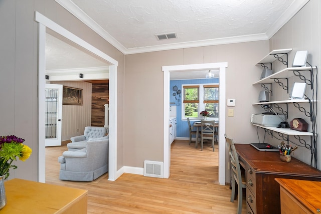 244 E 3rd St, Knife River, MN 55609 - interior space featuring light wood-type flooring, crown molding, and baseboards