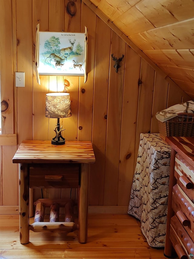 4089 First Lake Rd, Ely, MN 55731 - detailed view of wood finished floors, wooden ceiling, and wooden walls