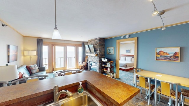 21 E Wisconsin St Unit 302, Grand Marais, MN 55604 - living room featuring ornamental molding