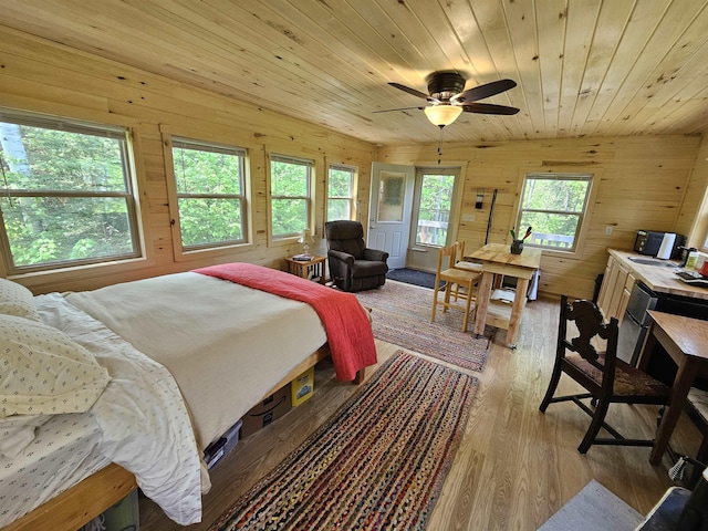 839 Loon Rd, Two Harbors, MN 55616 - bedroom featuring wood walls, light wood-type flooring, and wood ceiling