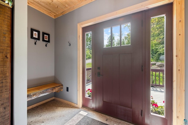 1543 E Miners Lk, Ely, MN 55731 - foyer featuring baseboards, plenty of natural light, and wood ceiling