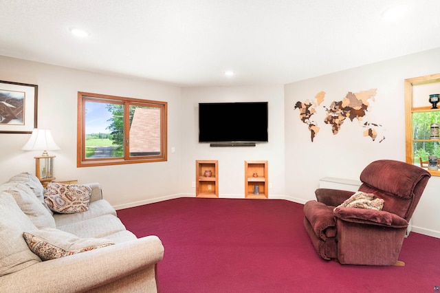 1682 Old N Shore Rd, Duluth, MN 55804 - living room featuring carpet floors, recessed lighting, plenty of natural light, and baseboards