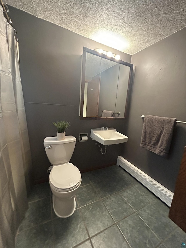 6509 Broadway St, Finlayson, MN 55735 - bathroom featuring a textured ceiling, tile patterned floors, and curtained shower