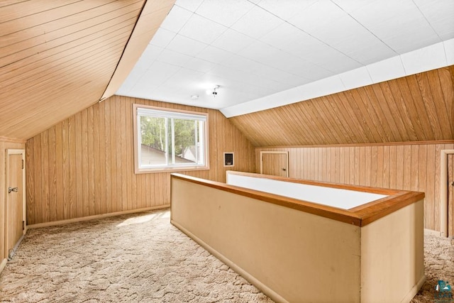 1155 Brainerd Ave, Duluth, MN 55803 - bonus room featuring wood walls, vaulted ceiling, and light colored carpet