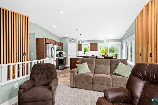 1225 Hidden Springs Ln, Two Harbors, MN 55616 - living area with vaulted ceiling and recessed lighting