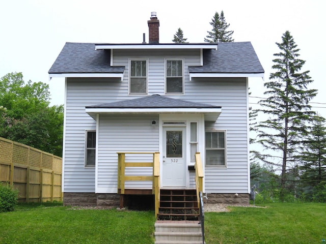 522 S 71st Ave W, Duluth, MN 55807 - rear view of property featuring a chimney and roof with shingles