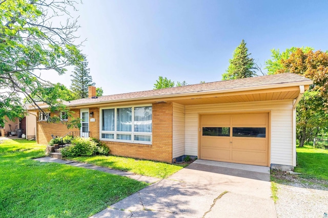 1229 W Arrowhead Rd, Duluth, MN 55804 - ranch-style home with a chimney, brick siding, driveway, and a front lawn