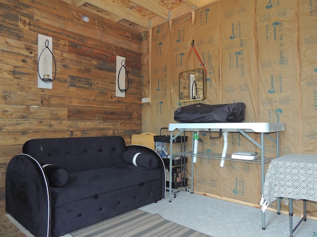 3X Skye Rdg, Grand Marais, MN 55604 - sitting room featuring wooden walls and carpet floors